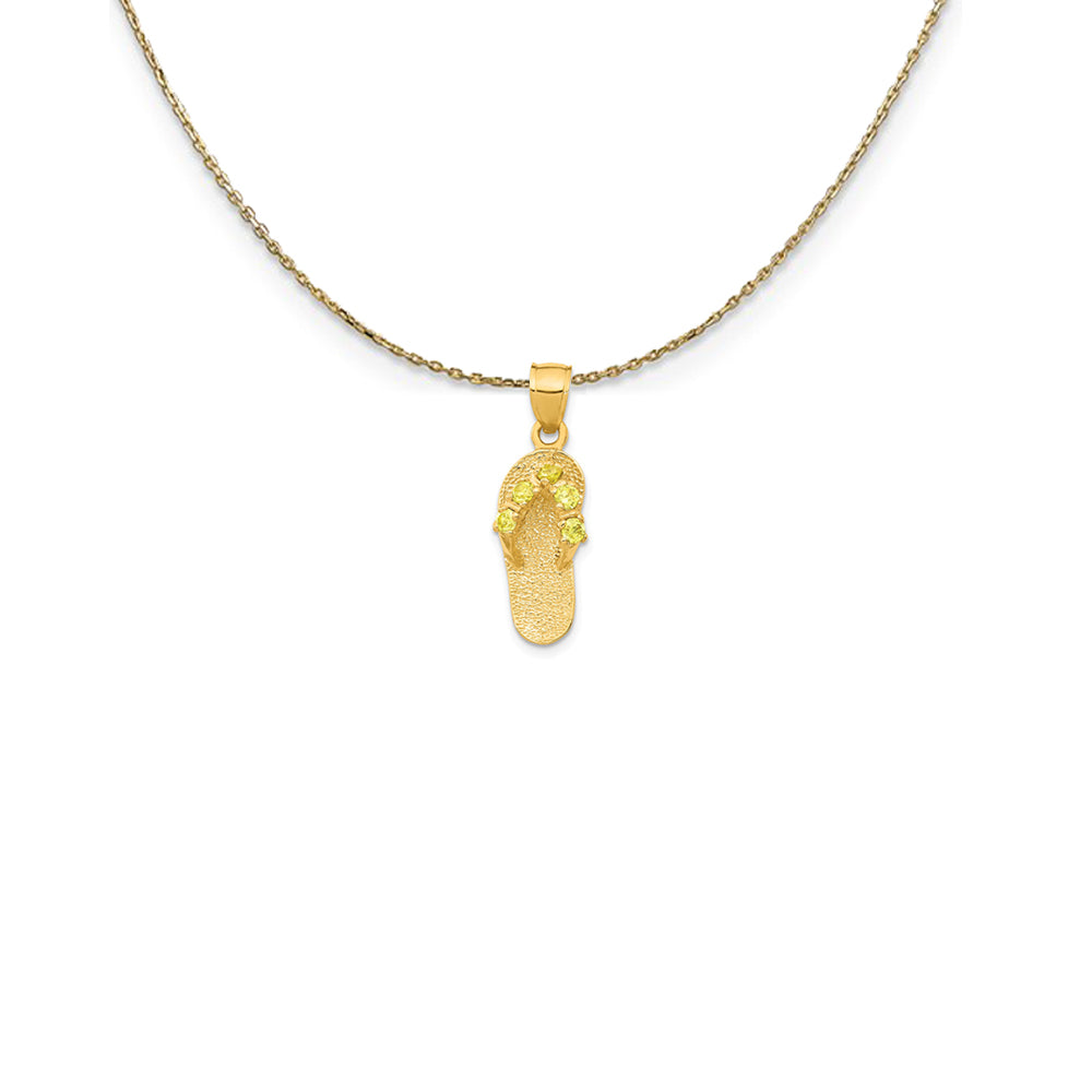 14k Yellow Gold November CZ Birthstone Flip Flop Necklace, Item N25254 by The Black Bow Jewelry Co.