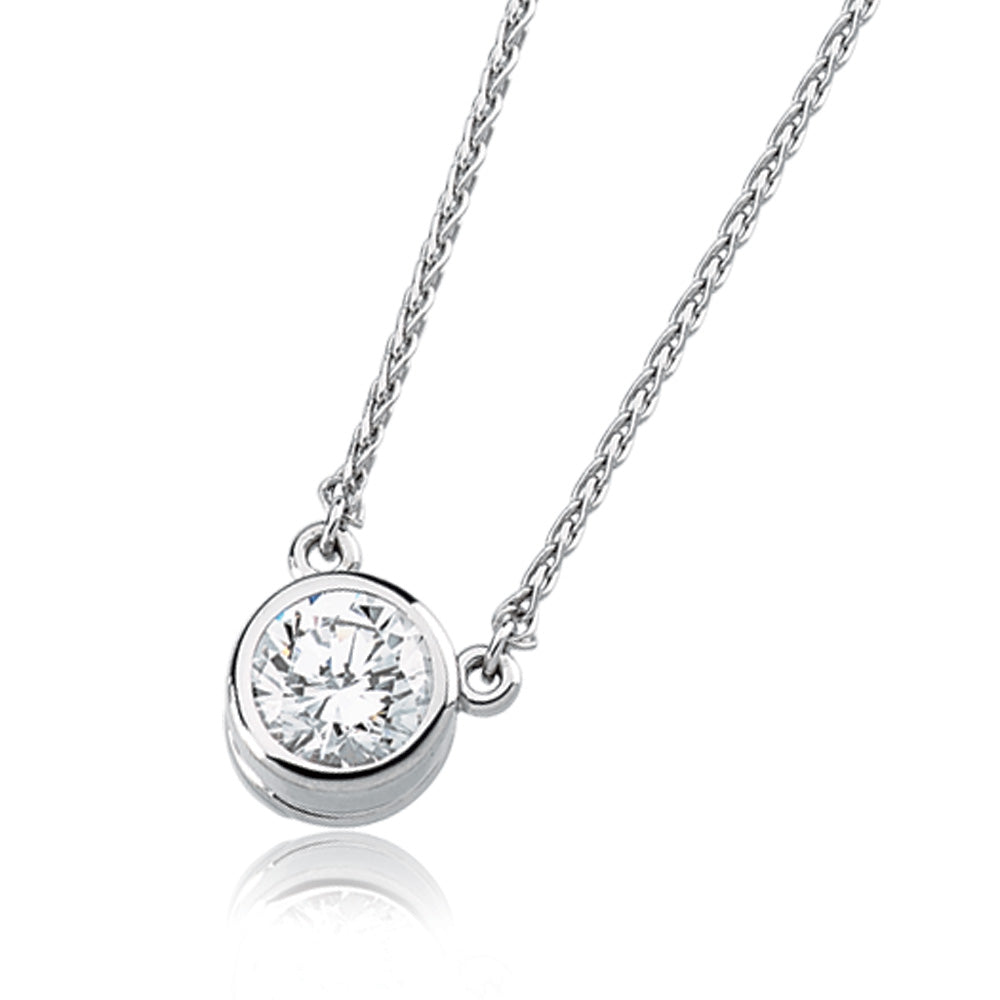 Cubic Zirconia and 14k White Gold Solitaire Necklace, Item N8020 by The Black Bow Jewelry Co.