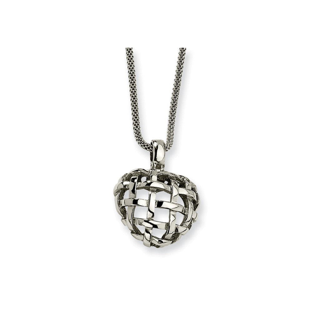 Women&#39;s Stainless Steel Woven Heart Necklace, Item N8388 by The Black Bow Jewelry Co.