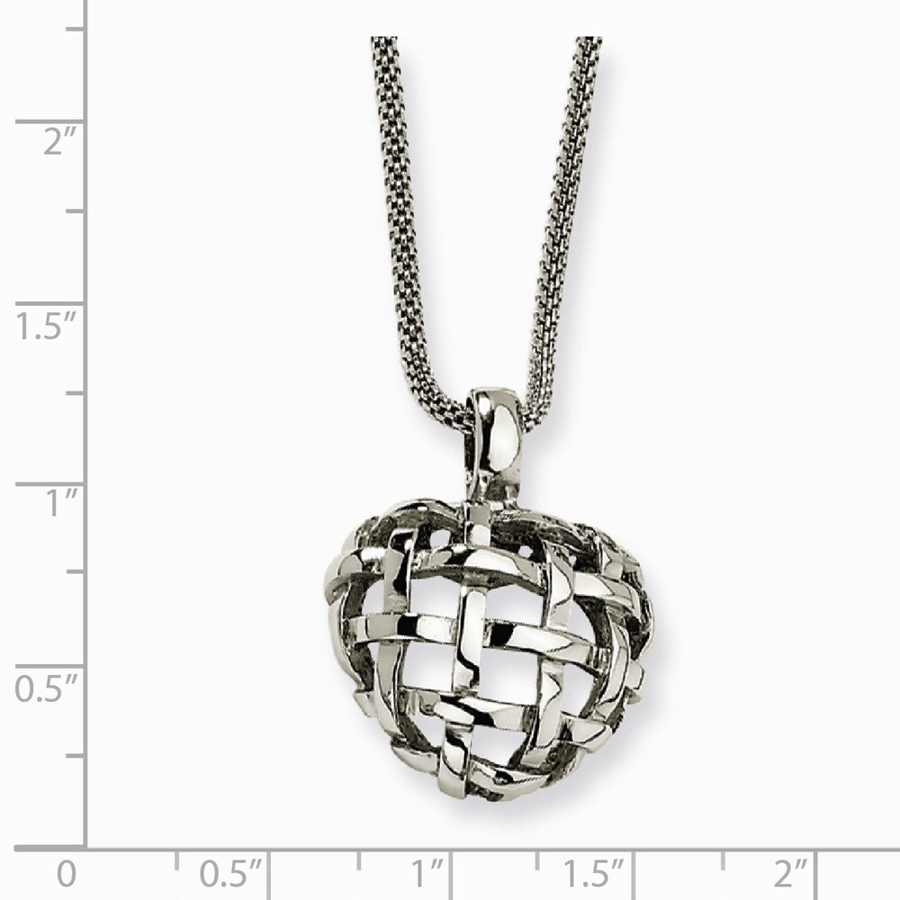 Alternate view of the Women&#39;s Stainless Steel Woven Heart Necklace by The Black Bow Jewelry Co.