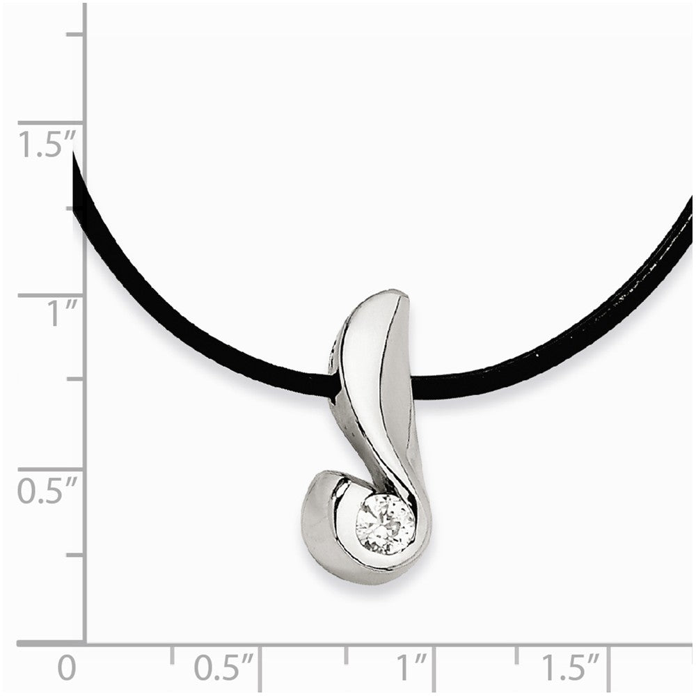 Alternate view of the Women&#39;s Stainless Steel Embraced Gem Necklace with Cubic Zirconia by The Black Bow Jewelry Co.