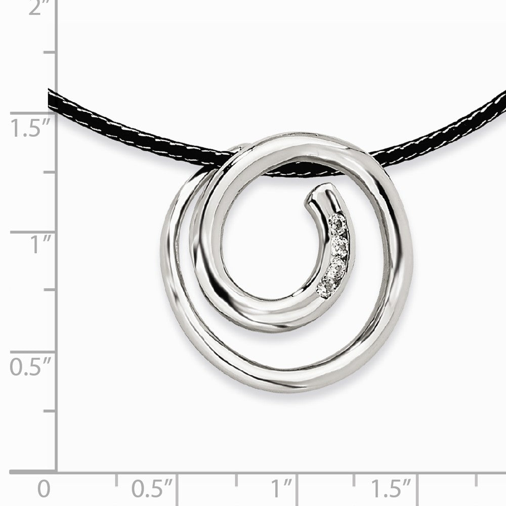 Alternate view of the Women&#39;s Stainless Steel Swirling Gem Necklace with Cubic Zirconia by The Black Bow Jewelry Co.