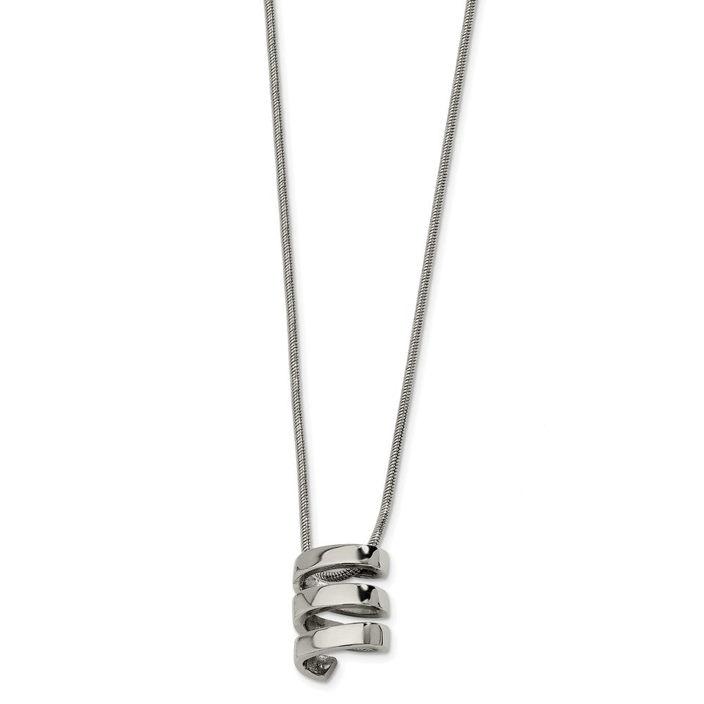 Women&#39;s Stainless Steel Spiral Necklace, Item N8416 by The Black Bow Jewelry Co.