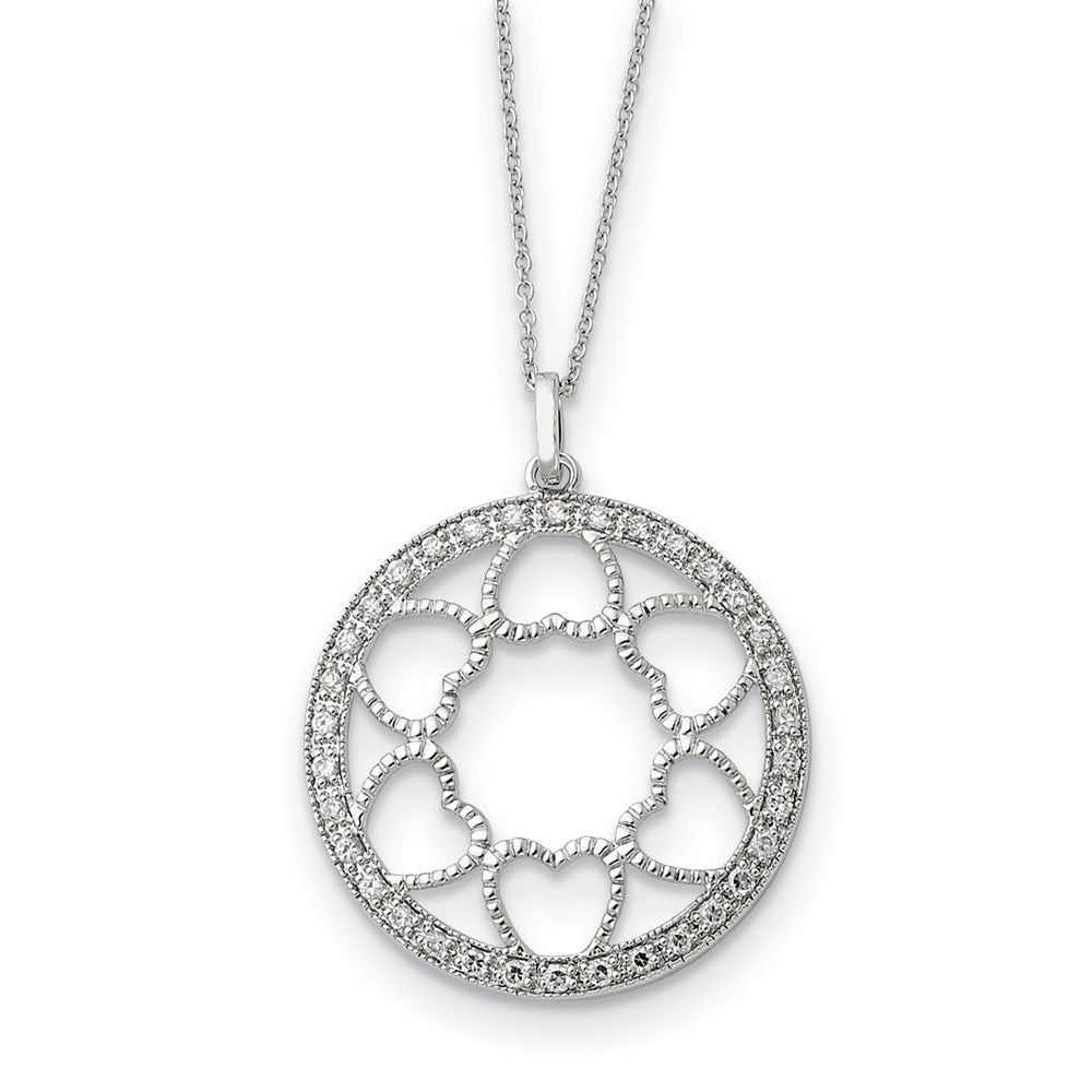 Rhodium Plated Sterling Silver &amp; CZ Full of Blessings Necklace, 18 In., Item N8911 by The Black Bow Jewelry Co.