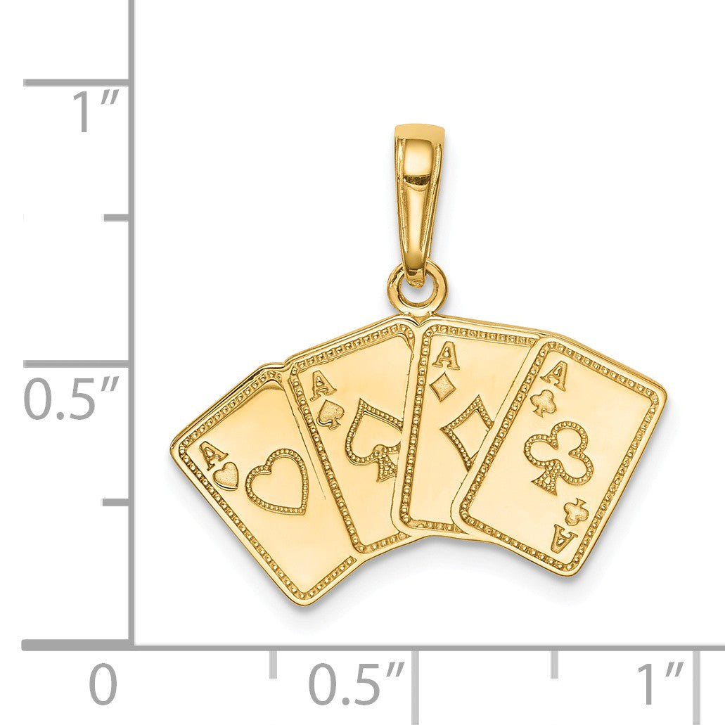 Alternate view of the 14k Yellow Gold Four of a Kind Aces Playing Cards Pendant by The Black Bow Jewelry Co.