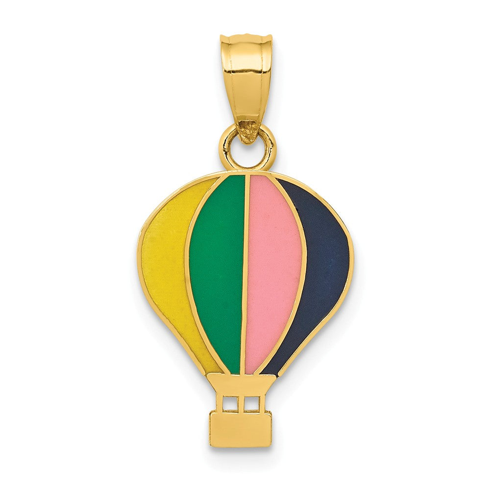 14k Yellow Gold and Enamel Multi-Colored Hot Air Balloon Pendant, Item P10120 by The Black Bow Jewelry Co.