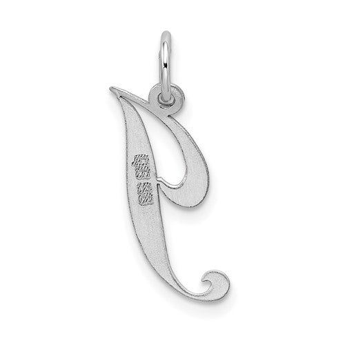 Alternate view of the Sterling Silver, Ella Collection Medium Fancy Script Initial J Pendant by The Black Bow Jewelry Co.