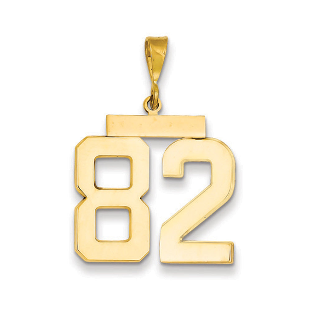 14k Yellow Gold, Athletic Collection, Large Polished Number 82 Pendant, Item P10399-82 by The Black Bow Jewelry Co.