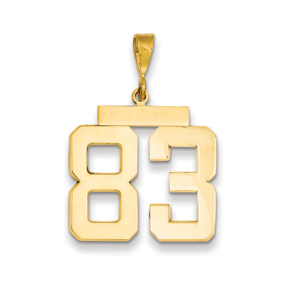14k Yellow Gold, Athletic Collection, Large Polished Number 83 Pendant, Item P10399-83 by The Black Bow Jewelry Co.