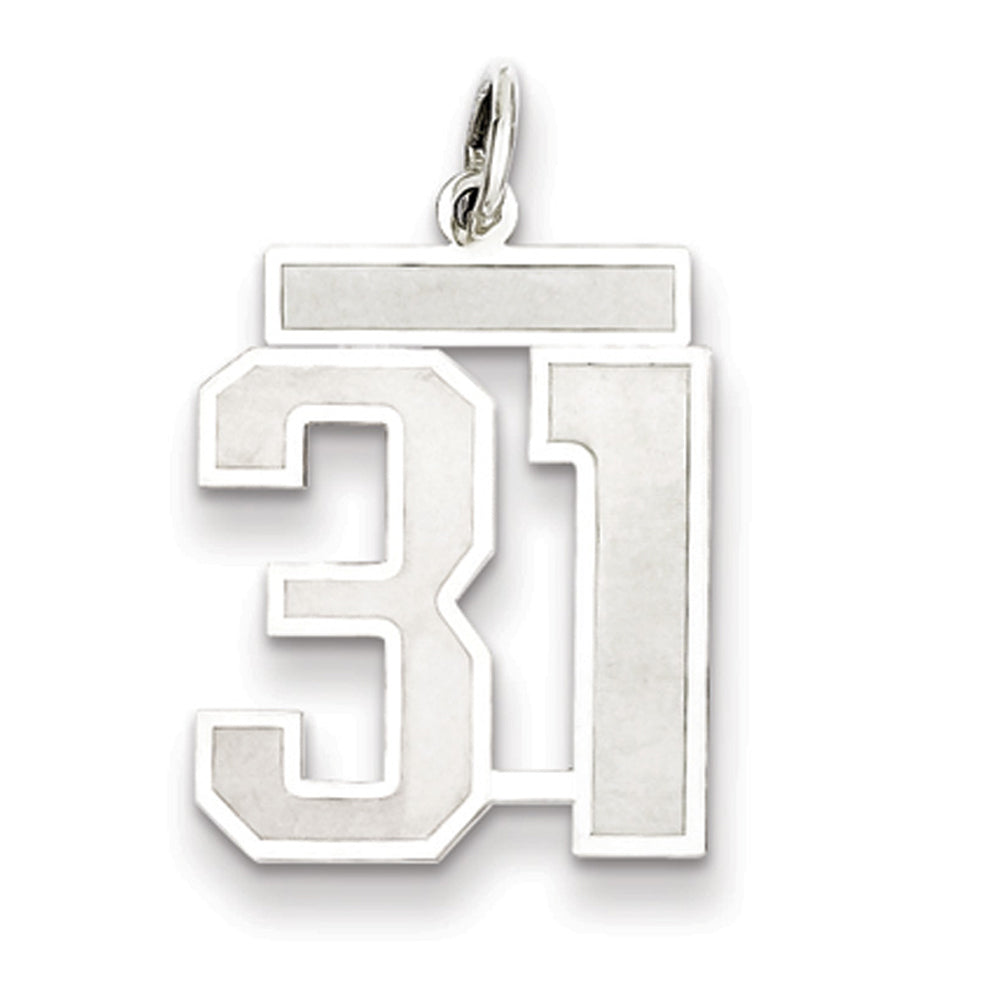 Sterling Silver, Jersey Collection, Medium Number 31 Pendant, Item P10413-31 by The Black Bow Jewelry Co.