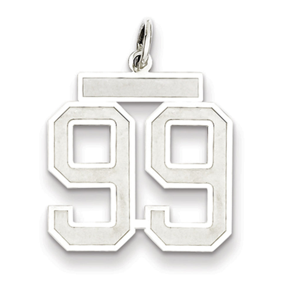 Sterling Silver, Jersey Collection, Medium Number 99 Pendant, Item P10413-99 by The Black Bow Jewelry Co.