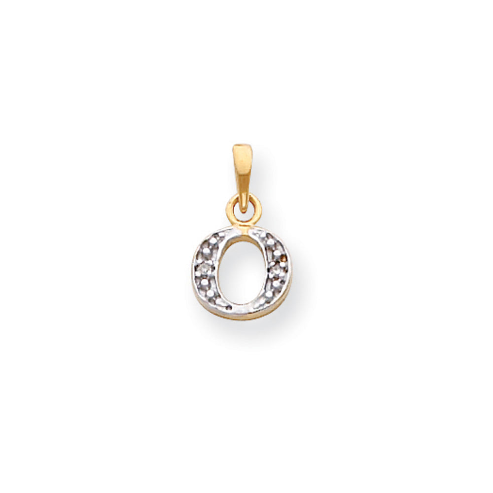 The Chloe Mini Diamond Accent initial O Pendant in 14k Yellow Gold, Item P10440-O by The Black Bow Jewelry Co.
