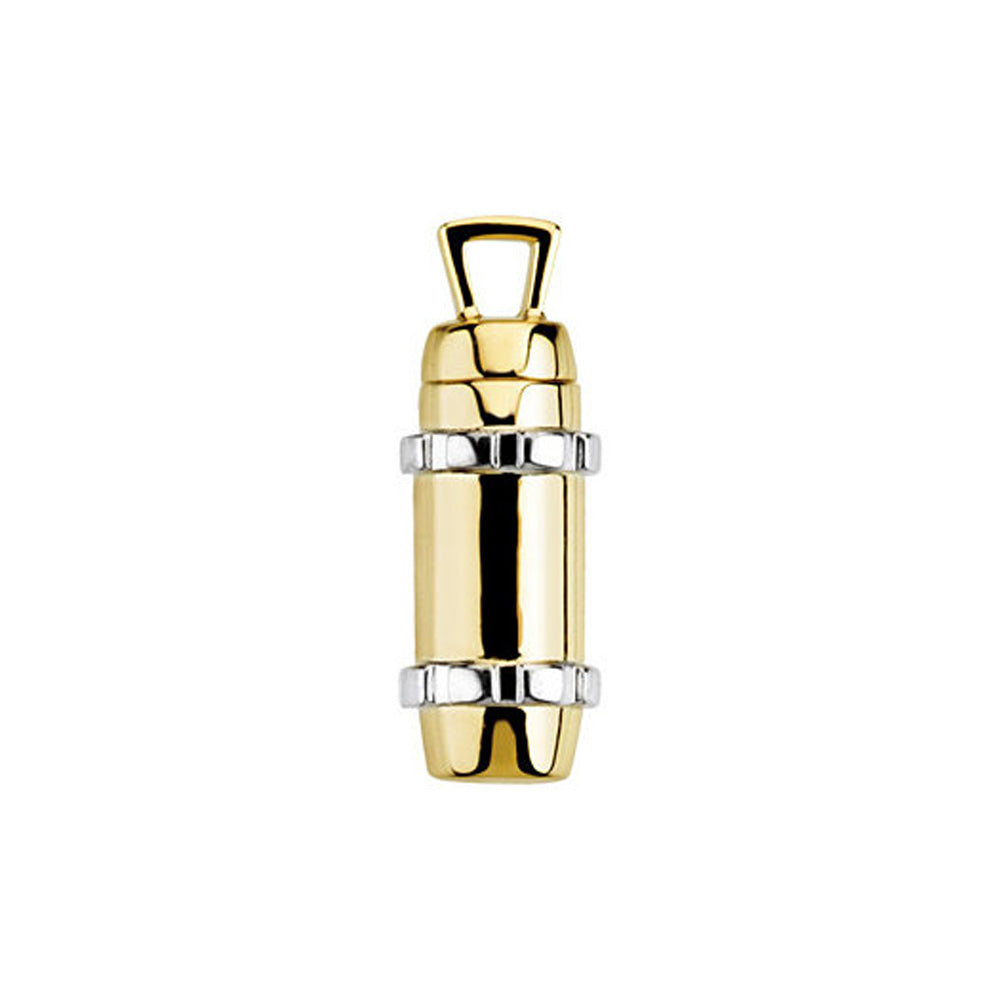 14k Yellow and White Gold, Two Tone Cylinder Ash Holder Pendant, Item P10451 by The Black Bow Jewelry Co.