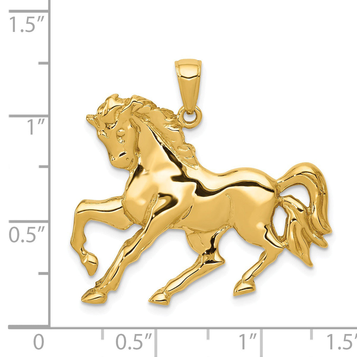 Alternate view of the 14k Yellow Gold Large Galloping Horse Pendant by The Black Bow Jewelry Co.
