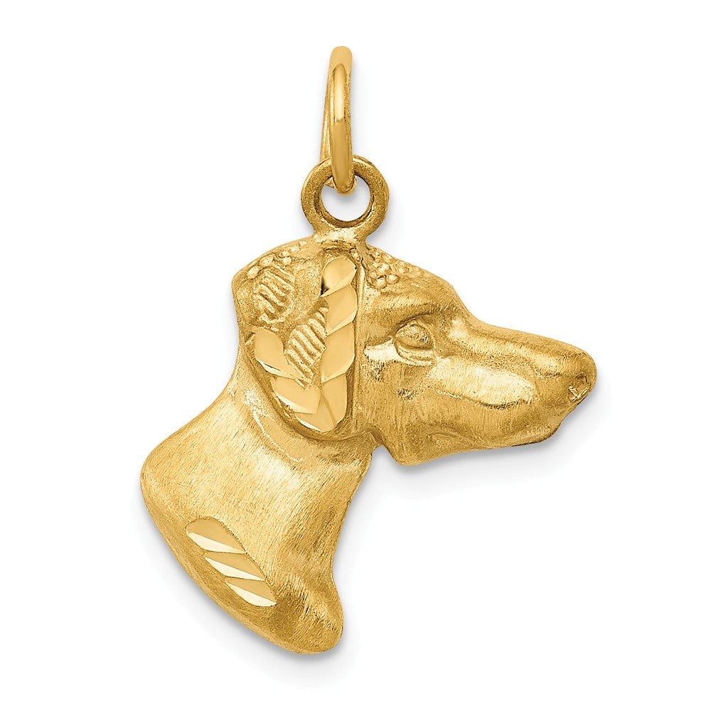 14k Yellow Gold Pointer Dog Head Pendant or Charm, Item P10562 by The Black Bow Jewelry Co.