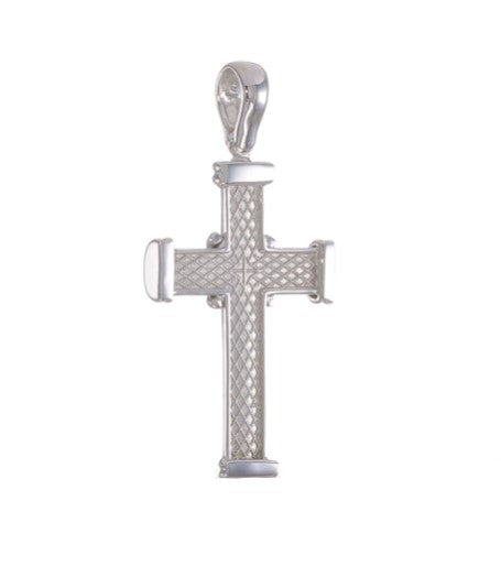 Alternate view of the 14k White Gold Polished Rope Cross Pendant by The Black Bow Jewelry Co.