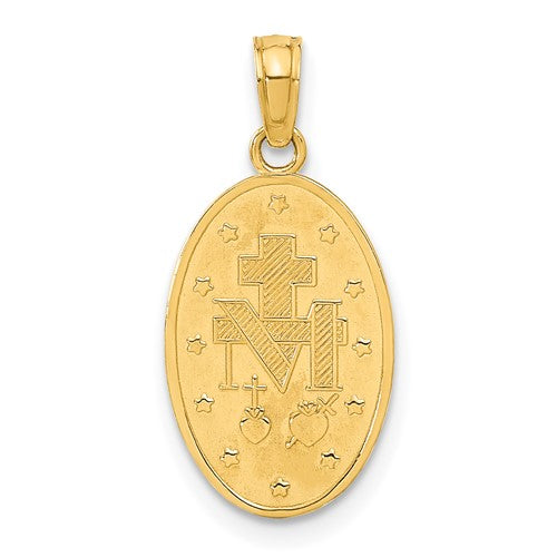 Alternate view of the 14k Yellow Gold Solid Miraculous Medal Pendant, 10 x 24mm by The Black Bow Jewelry Co.