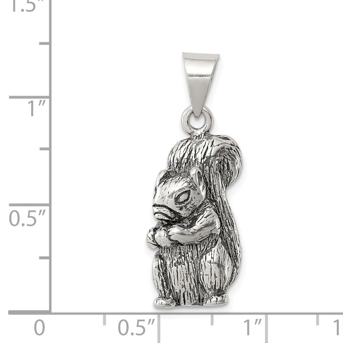 Alternate view of the Sterling Silver Large Antiqued Squirrel with Nut Pendant by The Black Bow Jewelry Co.