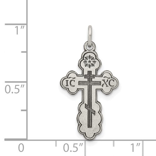 Alternate view of the Sterling Silver Antiqued Eastern Orthodox Cross 13 x 25mm Necklace by The Black Bow Jewelry Co.