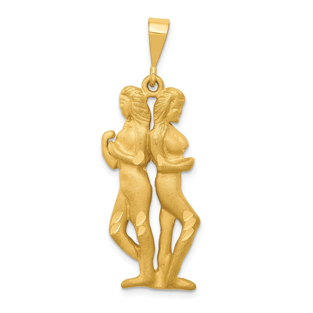 14k Yellow Gold Large Gemini the Twins Zodiac Pendant, Item P10946 by The Black Bow Jewelry Co.
