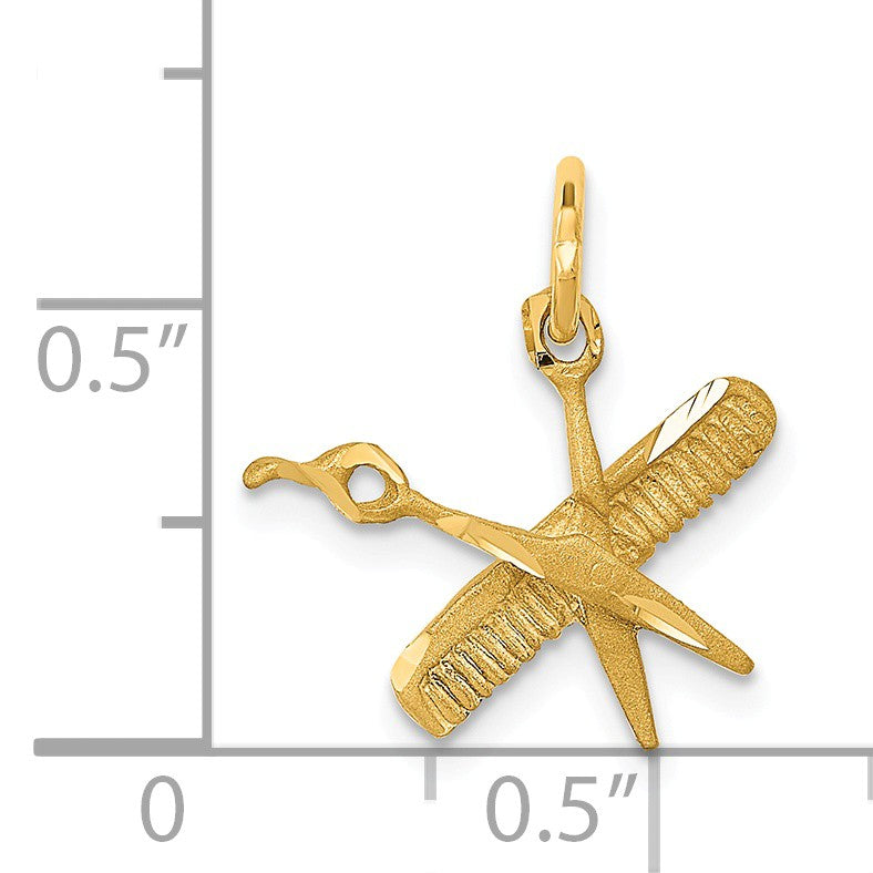 Alternate view of the 14k Yellow Gold Comb and Scissors Charm by The Black Bow Jewelry Co.