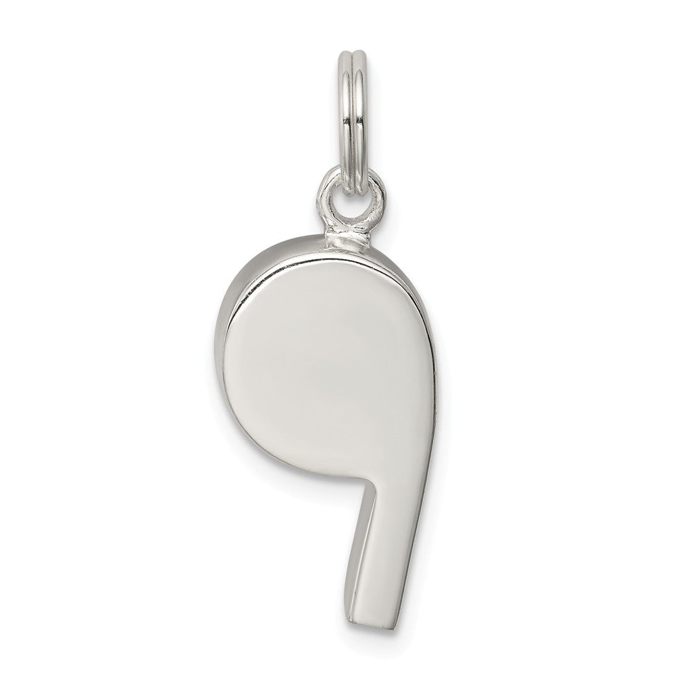 Sterling Silver 3D Sports Whistle Pendant, Item P11283 by The Black Bow Jewelry Co.