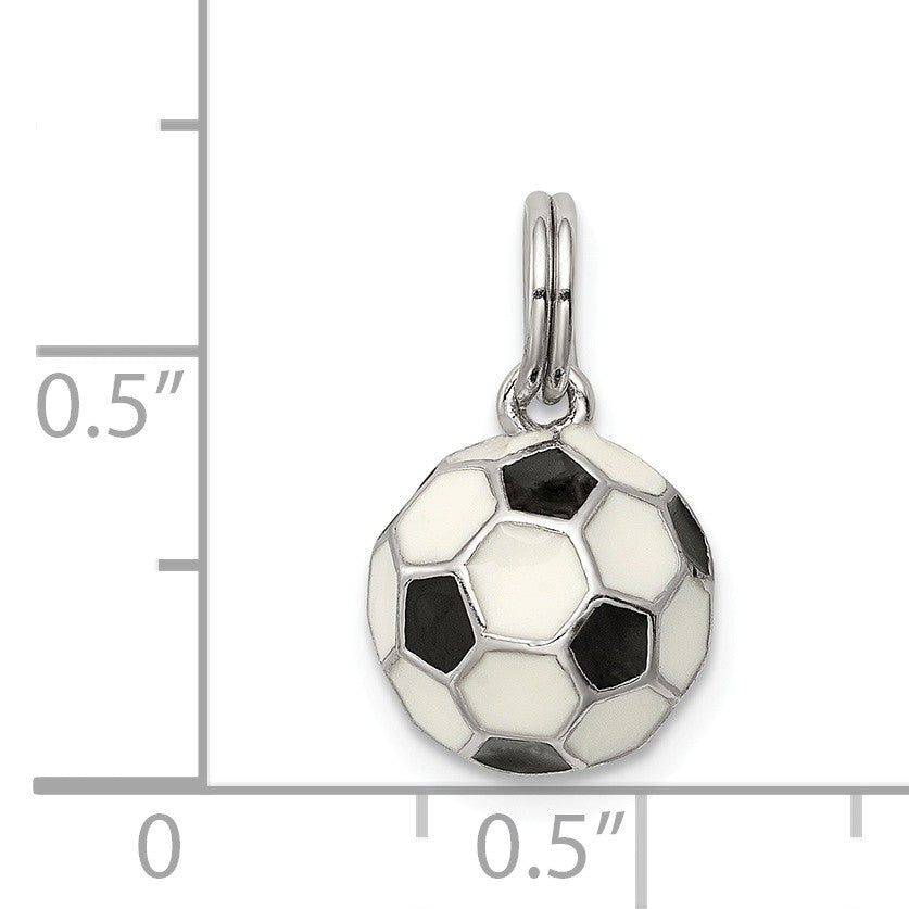 Alternate view of the Sterling Silver, Enameled Black and White Soccer Ball Charm, 10mm by The Black Bow Jewelry Co.