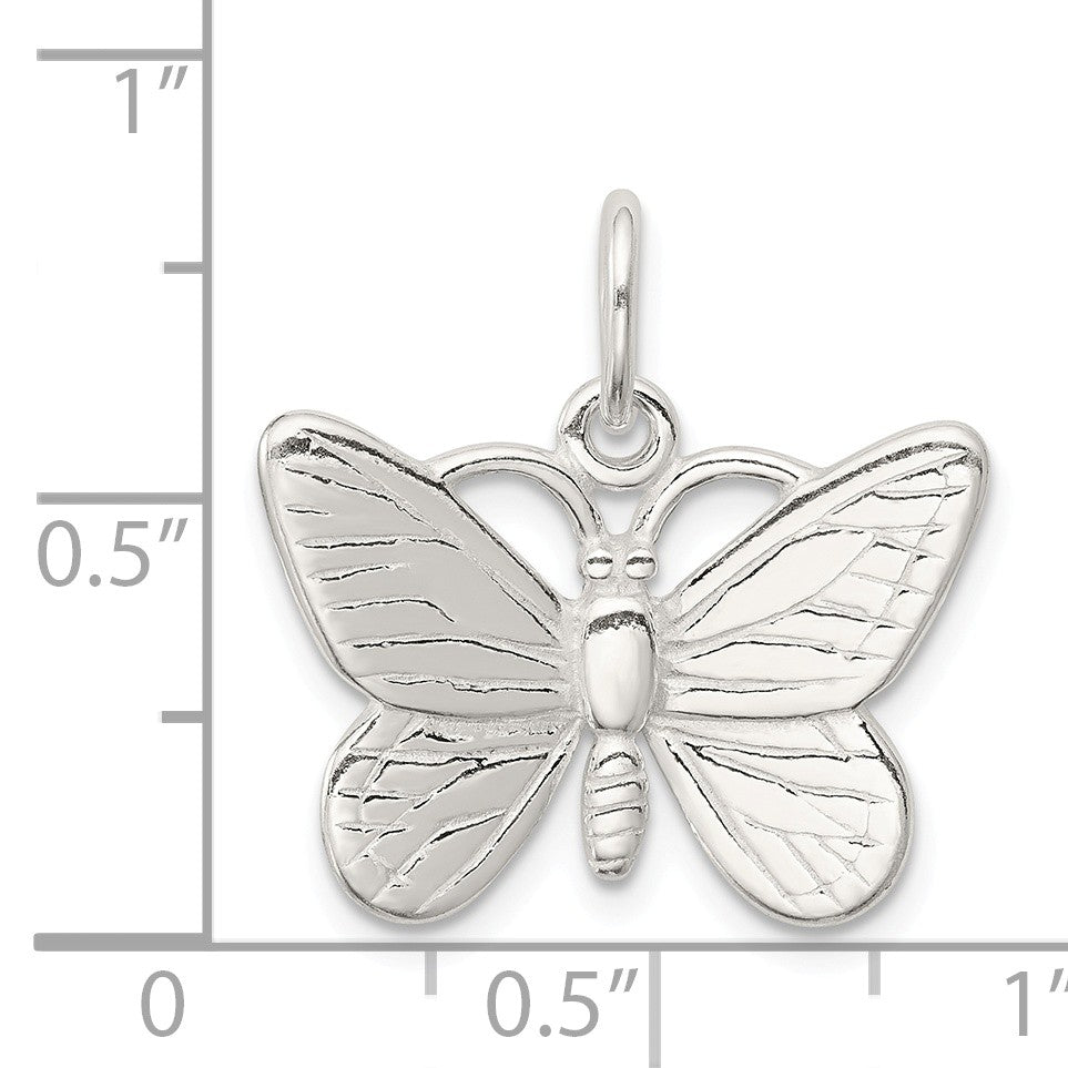 Alternate view of the Sterling Silver Solid Polished Butterfly Pendant, 20mm by The Black Bow Jewelry Co.