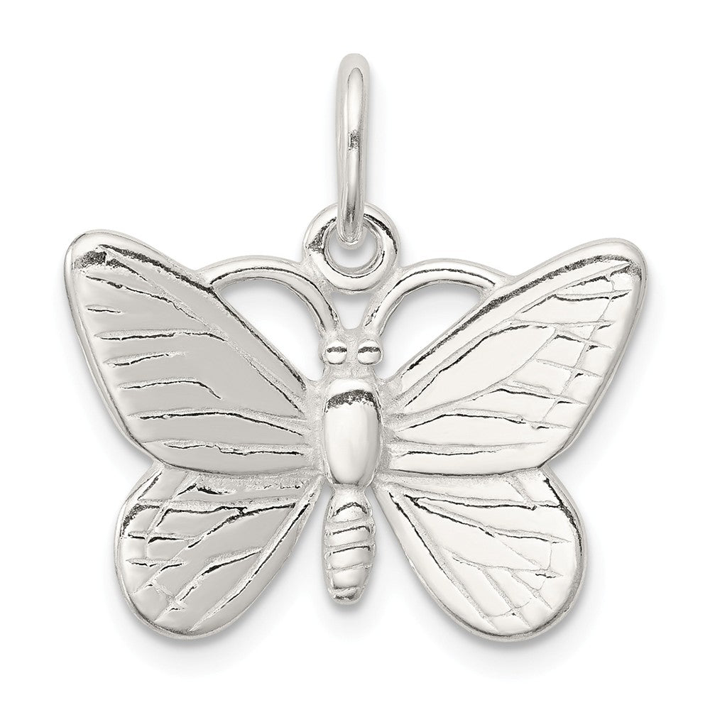 Sterling Silver Solid Polished Butterfly Pendant, 20mm, Item P11788 by The Black Bow Jewelry Co.