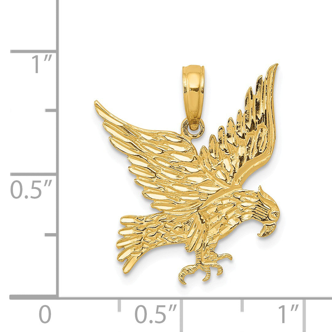 Alternate view of the 14k Yellow Gold Flat Eagle Pendant, 18mm by The Black Bow Jewelry Co.