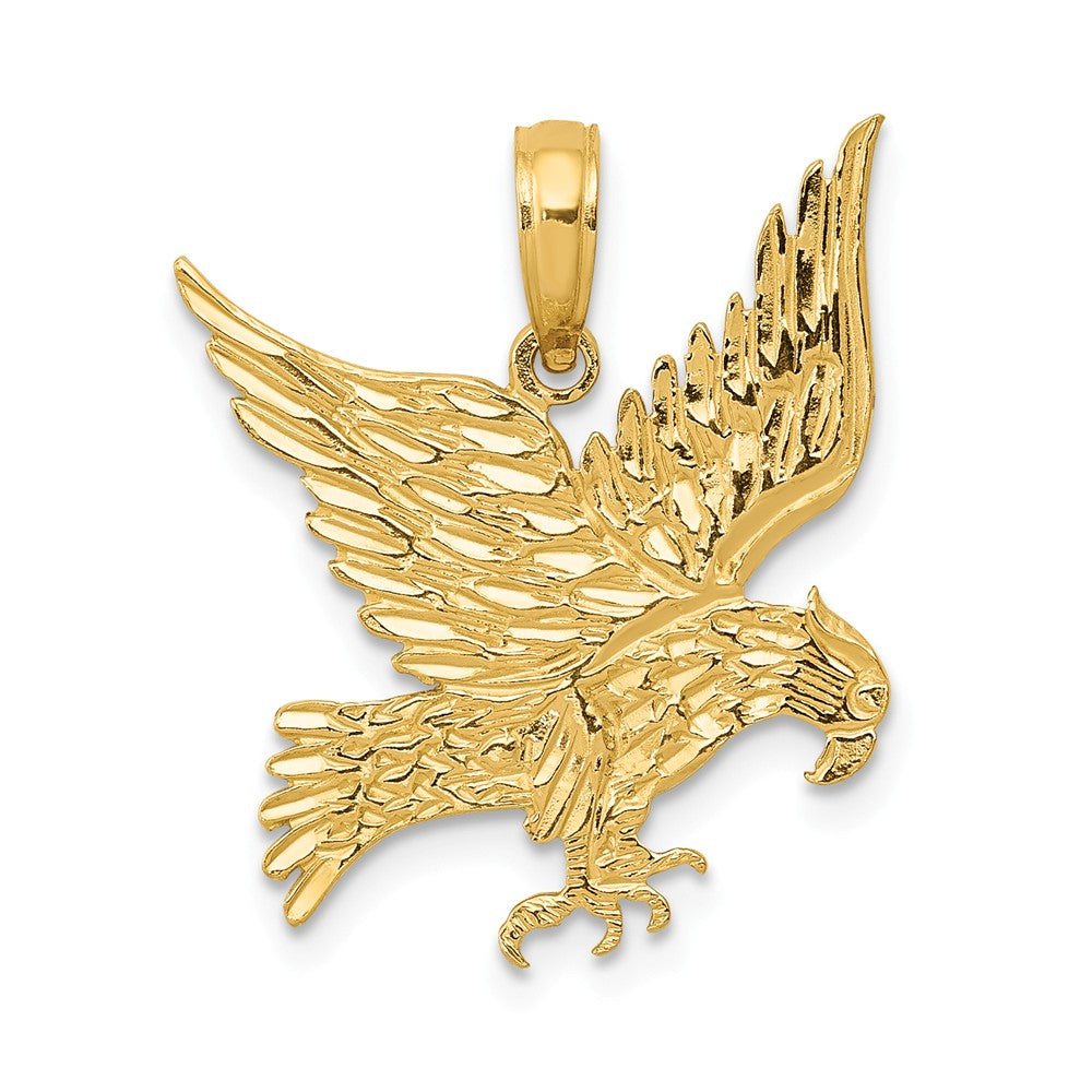 14k Yellow Gold Flat Eagle Pendant, 18mm, Item P11817 by The Black Bow Jewelry Co.