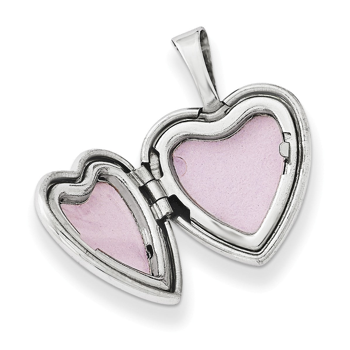 Alternate view of the 12mm Diamond Star Design Heart Shaped Locket in Sterling Silver by The Black Bow Jewelry Co.