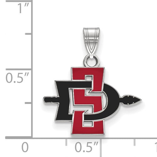 Alternate view of the Sterling Silver San Diego State Small Pendant by The Black Bow Jewelry Co.