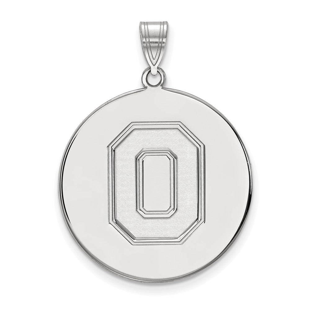 Sterling Silver Ohio State XL Disc Pendant, Item P22660 by The Black Bow Jewelry Co.