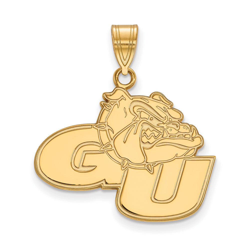 14k Gold Plated Silver Gonzaga U Large Pendant, Item P24638 by The Black Bow Jewelry Co.