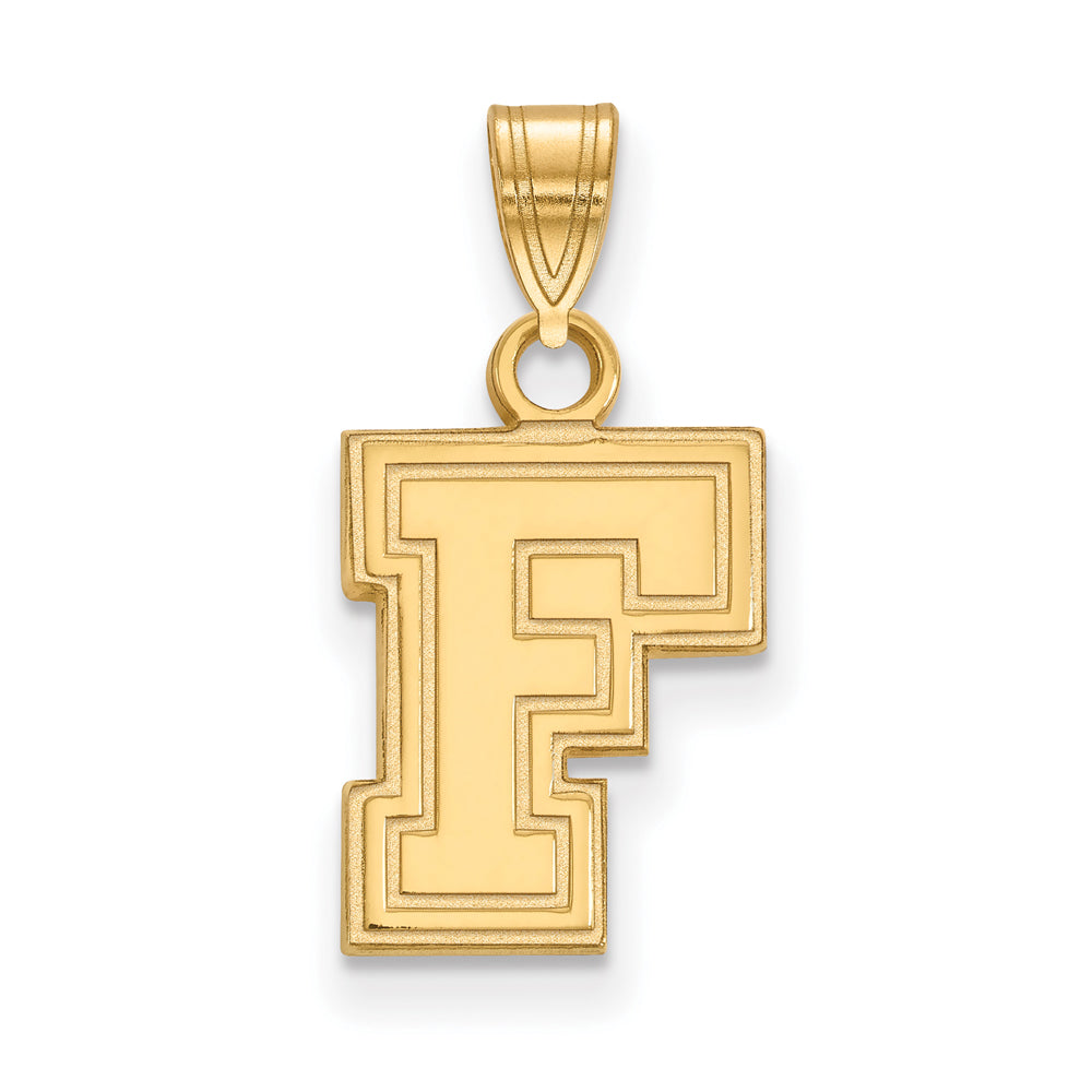 14k Gold Plated Silver Fordham U Small Pendant, Item P24761 by The Black Bow Jewelry Co.
