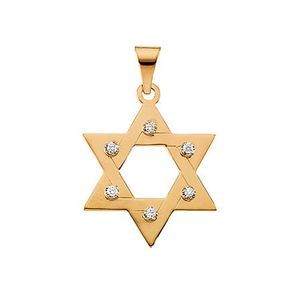 14K Yellow Gold 1/5 CTW (SI1, G-H) Diamond Star of David Pendant, 26mm, Item P25633 by The Black Bow Jewelry Co.
