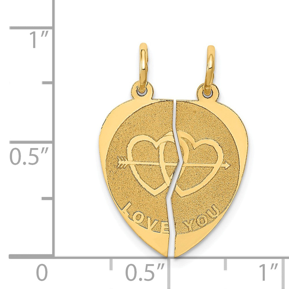 Alternate view of the 14k Yellow Gold I Love You Set of 2 Charm or Pendants, 17mm by The Black Bow Jewelry Co.