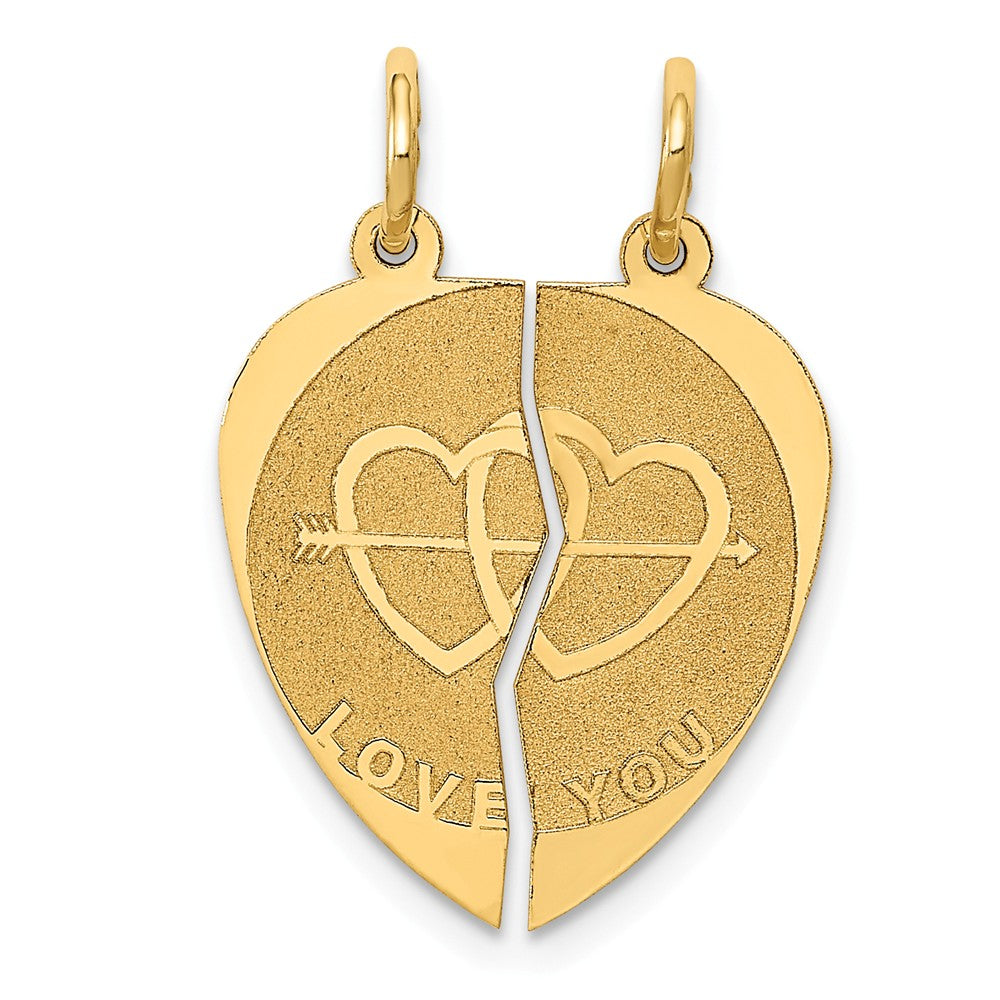 14k Yellow Gold I Love You Set of 2 Charm or Pendants, 17mm, Item P25921 by The Black Bow Jewelry Co.