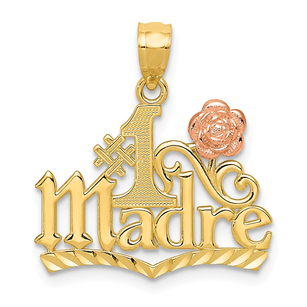 14k Yellow Gold and Rose Gold #1 Madre Pendant, 19mm, Item P26097 by The Black Bow Jewelry Co.