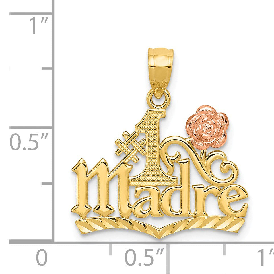 Alternate view of the 14k Yellow Gold and Rose Gold #1 Madre Pendant, 19mm by The Black Bow Jewelry Co.