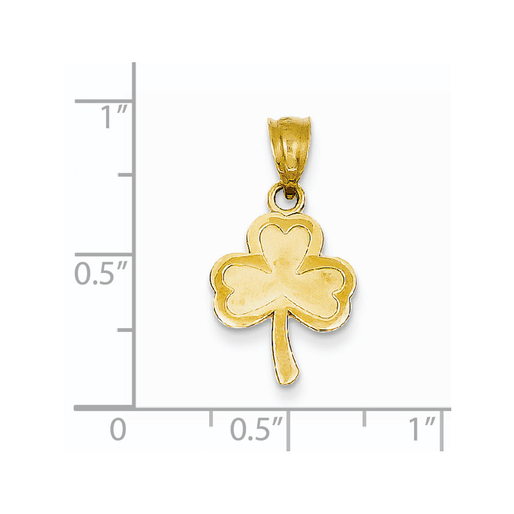 Alternate view of the 14k Yellow Gold Three Leaf Clover Pendant, 12mm (7/16 inch) by The Black Bow Jewelry Co.