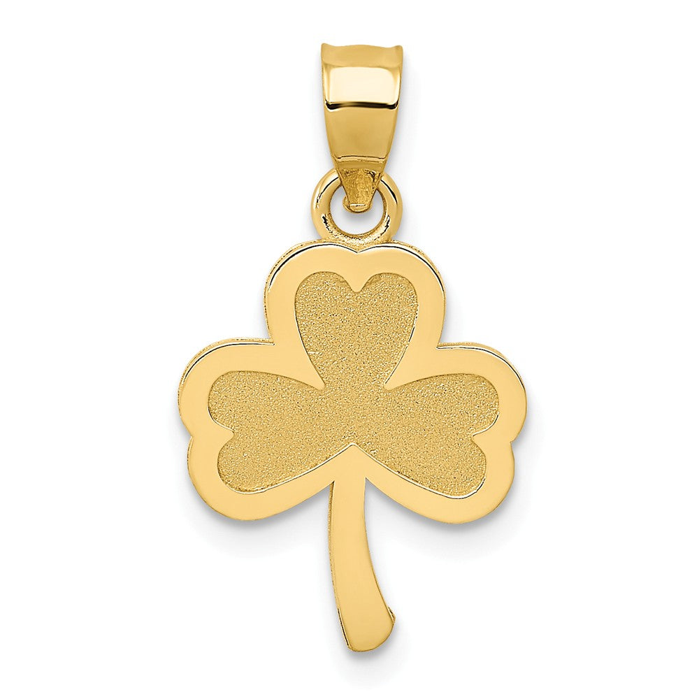 14k Yellow Gold Three Leaf Clover Pendant, 12mm (7/16 inch), Item P26473 by The Black Bow Jewelry Co.