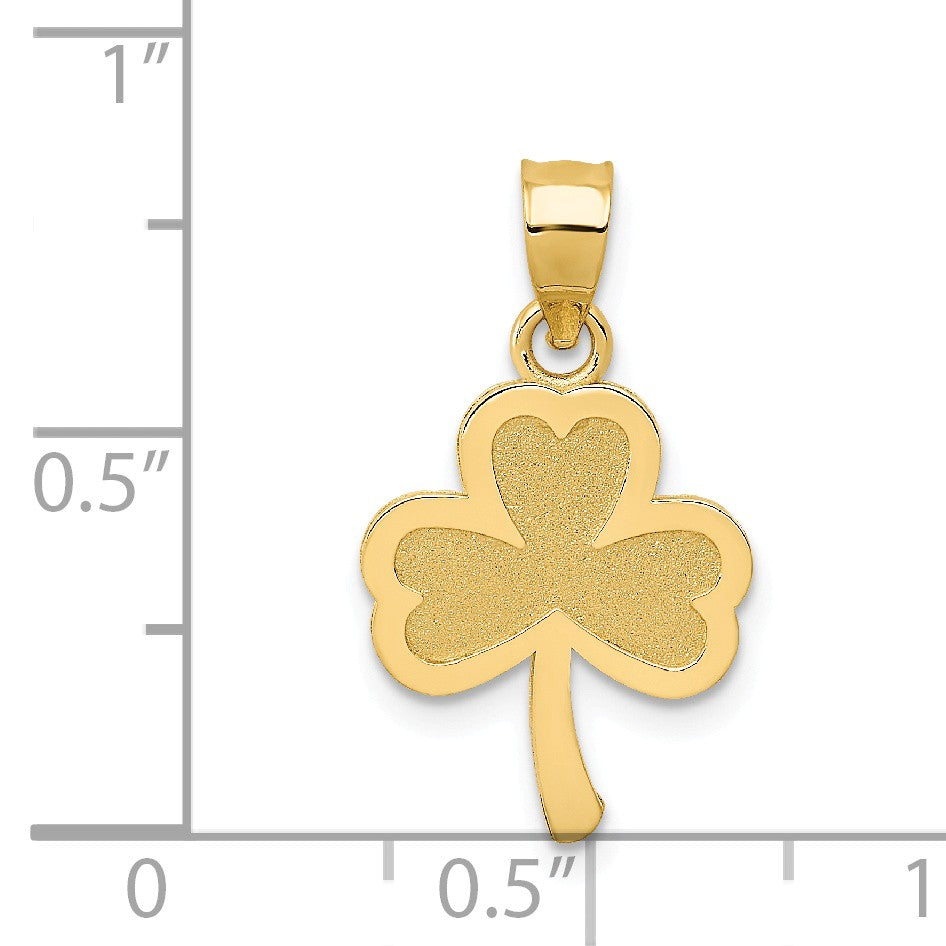 Alternate view of the 14k Yellow Gold Three Leaf Clover Pendant, 12mm (7/16 inch) by The Black Bow Jewelry Co.