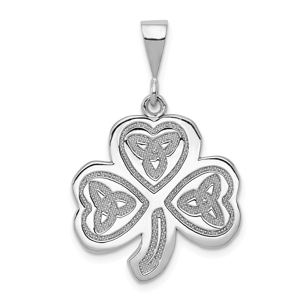 14k White Gold Trinity Clover Pendant, 20mm (3/4 inch), Item P26487 by The Black Bow Jewelry Co.