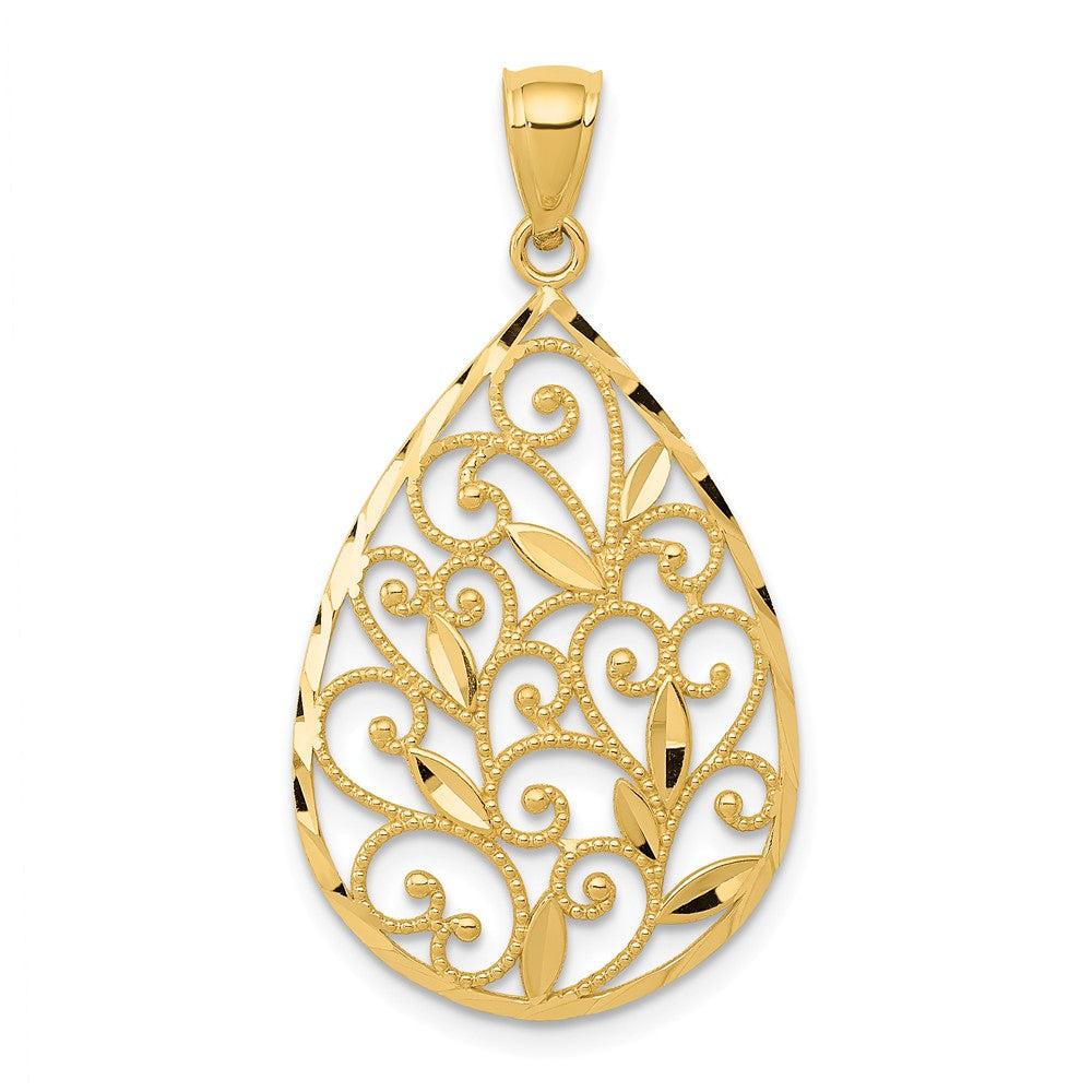 14K Gold Pear or Teardrop outlet Pendant