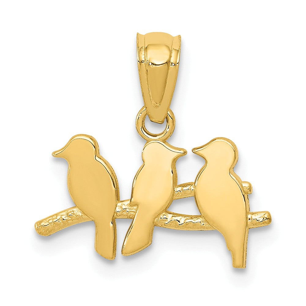 14k Yellow Gold Small Flock of Birds Pendant, 15mm (9/16 inch), Item P26710 by The Black Bow Jewelry Co.
