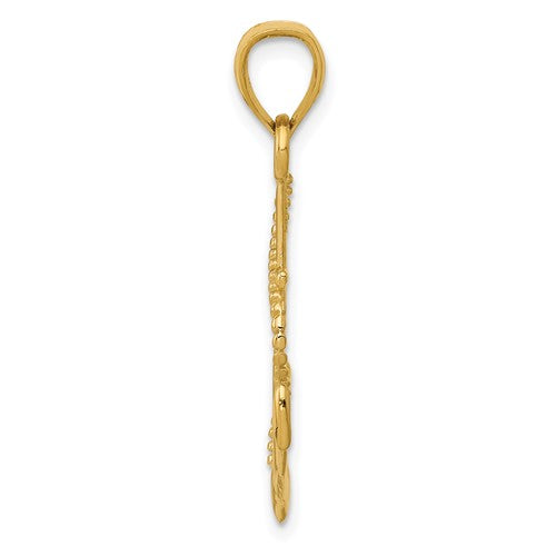 Alternate view of the 14k Yellow Gold Anchor with Rope Pendant, 16 x 32mm by The Black Bow Jewelry Co.