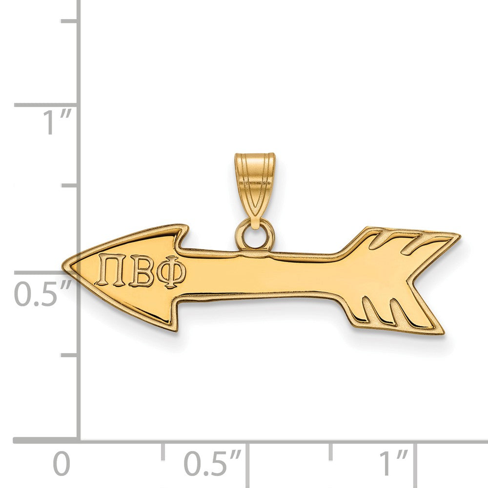 Alternate view of the 14K Plated Silver Pi Beta Phi Small Pendant by The Black Bow Jewelry Co.