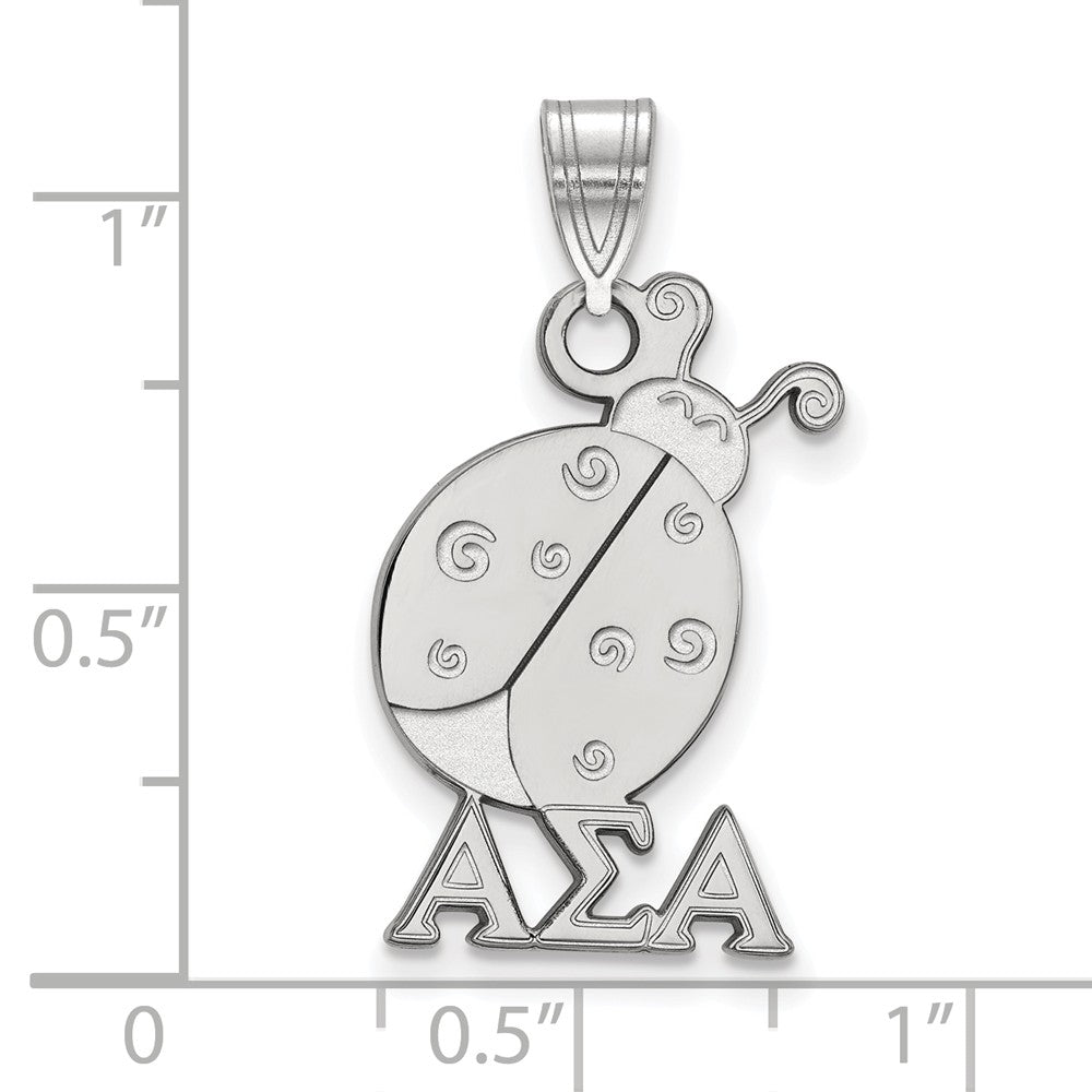 Alternate view of the Sterling Silver Alpha Sigma Alpha Medium Pendant by The Black Bow Jewelry Co.